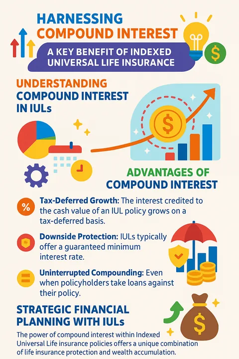 IUL compound interest benefits including tax-deferred growth and protection